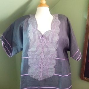 African print gray kaftan dress